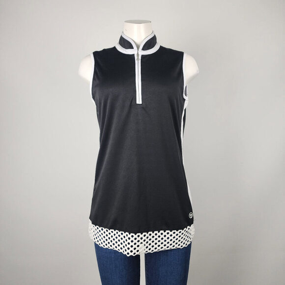 Tribal Black & White Golf Active Sleeveless Top Size M - Picture 1 of 8
